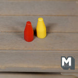 Dollhouse Supplies Miniature Ketchup & Mustard Bottles Set of 2 , 1:12 Scale Miniature Bottles - F061