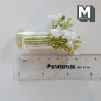 1:12 Scale Miniature White Flower Bouquet in Round Glass Vase, 2-3/4 inch tall, DIY Dollhouse Supply