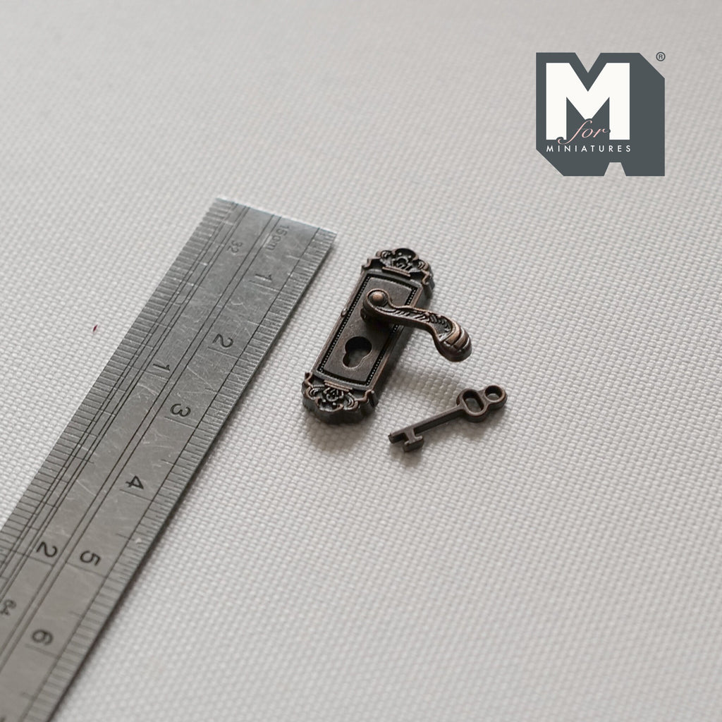 1:12 Dollhouse Supplies Miniature Door Lock Lever with Keys set of 2 (right) - C066