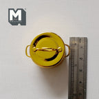 1:12 Scale Miniature Metal Cooking Pot with Lid, Side Handles, 1-1/16 inch dia., DIY Dollhouse Supply (gold)