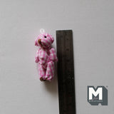 1:12 Dollhouse miniature pink & white woven plaid bear black nose plush toy bear - G032