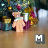 Miniature Plush Bear 1:12 Scale Dollhouse Mini Standing Bear with Ribbon (orange) - F031