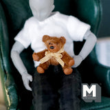 Miniature Plush Bear 1:12 Scale Dollhouse Mini Sitting Bear with Ribbon (brown) - F011