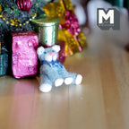 1:12 Scale Miniature Plush Sitting Bear with Ribbon, 11/16 inch tall, DIY Dollhouse Supply (blue)
