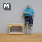 1/12スケール ミニチュア 未塗装木製ホールテーブル、下棚付き、高さ2インチ、ドールハウスDIY素材