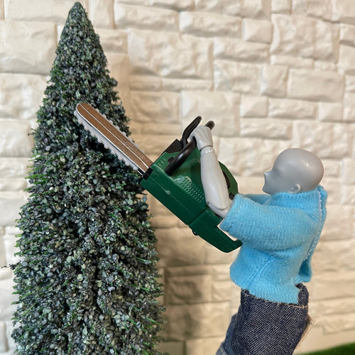 1:12 Scale Miniature Chainsaw, 3-3/8 inch long, DIY Dollhouse Supply (green) (non working)