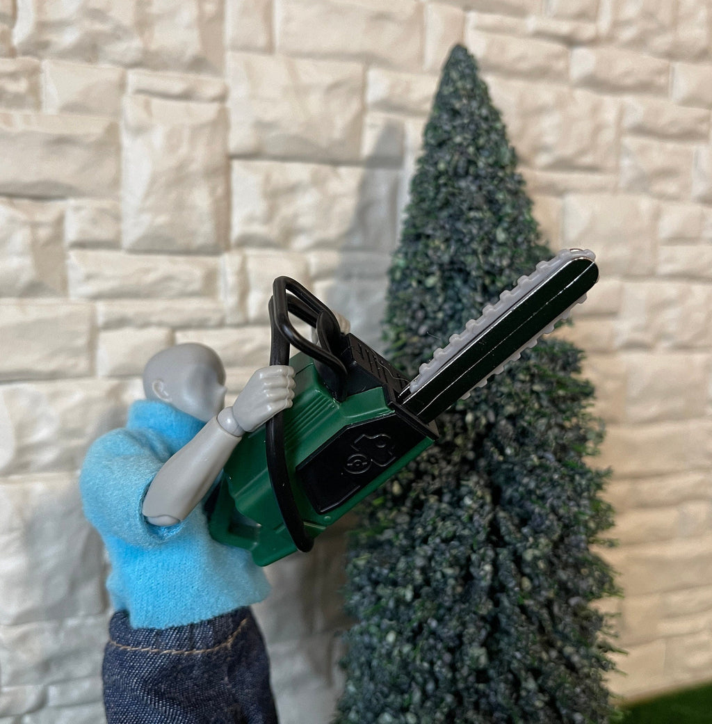 1:12 Scale Miniature Chainsaw, 3-3/8 inch long, DIY Dollhouse Supply (green) (non working)
