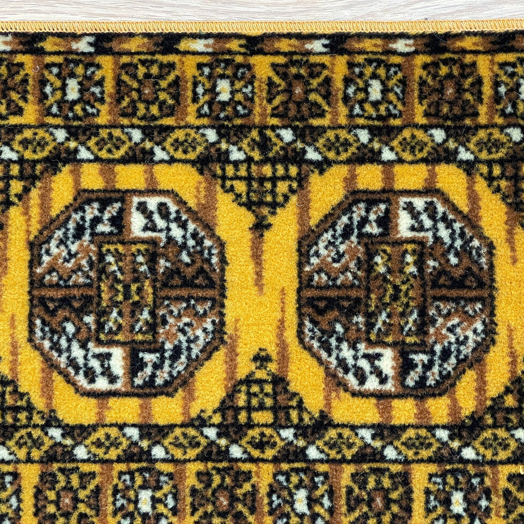 1:12 Scale Miniature Wool Medallion Area Rug with Fringe, 15 x 8-1/2 inch, DIY Dollhouse Supply (golden yellow)
