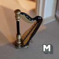 Dollhouse miniature harp 1:12 scale lever celtic pedal harp - C060