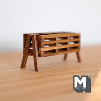 Dollhouse Garden Planter Box 1:12 Scale Miniature Rectangular Planter Box Wooden Plant Shelf (Brown) - B047 H027