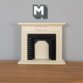 1:12 Scale Miniature Wood Fireplace with Brick Pattern Firebox, 3-3/8 inch tall, DIY Dollhouse Supply (cream)