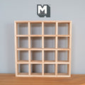 1:12 Scale Miniature Unpainted Wood Cube Shelf Unit, 16 Cubes, 6-1/2 inch tall, DIY Dollhouse Supply