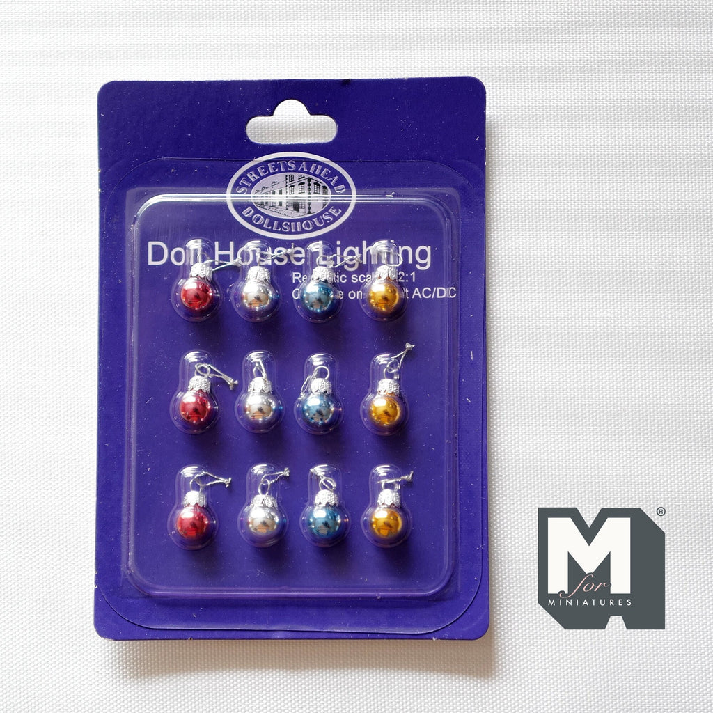 1:12 Scale Miniature Glass Christmas Baubles, Set of 12, 5/16 inch dia., DIY Dollhouse Supply