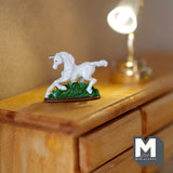 Miniature Metal Painted Unicorn , 1:12 Dollhouse Supplies Decoration Unicorn - C025