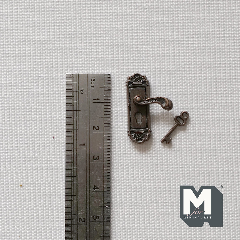 1:12 Dollhouse Supplies Miniature Door Lock Lever with Keys set of 2 (right) - C066