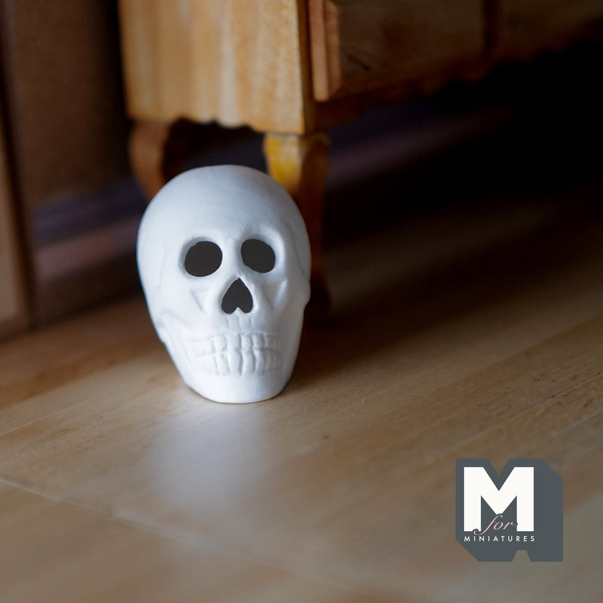 Dollhouse Miniature Ceramic Halloween Skull (unglazed) - B084