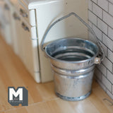 Dollhouse Supplies Miniature Large Size Metal Water Bucket with Handle - E072