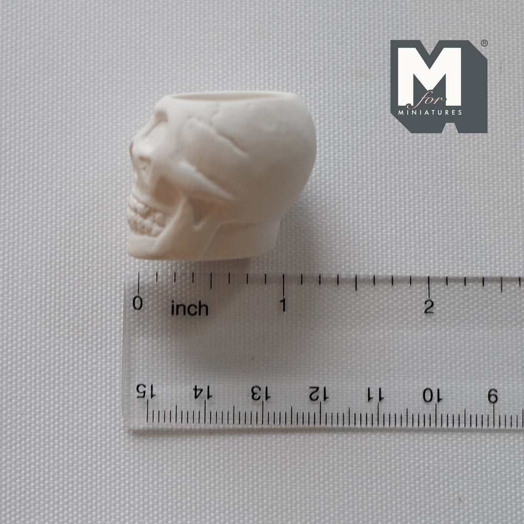 Dollhouse Miniature Ceramic Halloween Skull Planter (unglazed) - B084