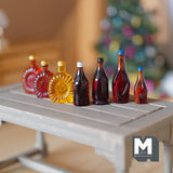 Dollhouse Miniature Assorted Liquor Bottles Set of 7 , 1:12 Scale Wine Bottles - B028