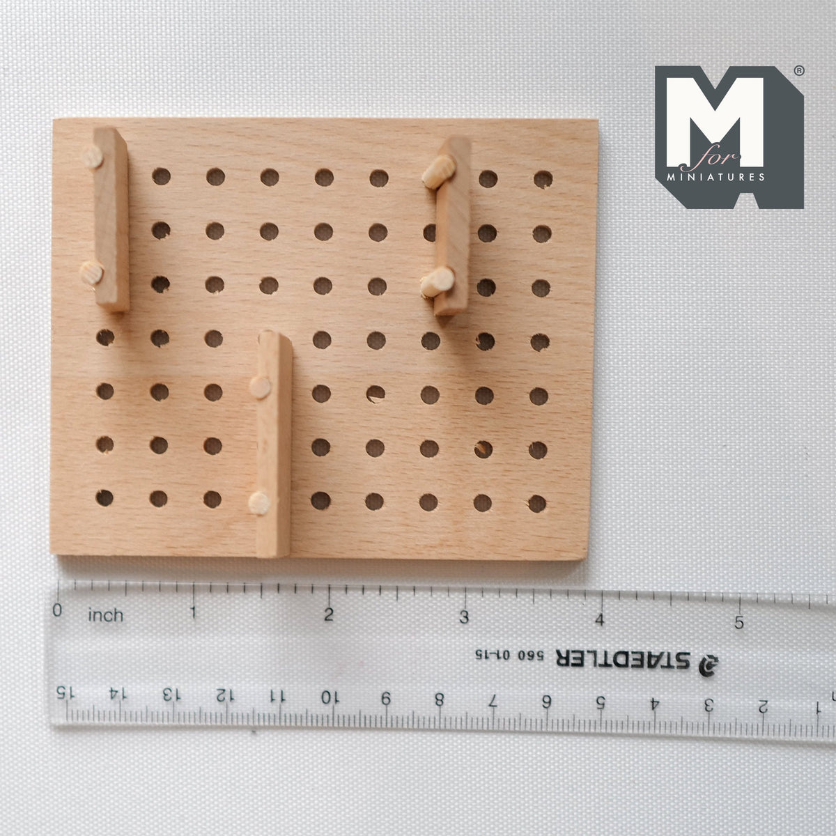 1:12 Scale Miniature Pegboard with Shelves and S Hook Hangers, Unpainted Requires Assembly, 3-15/16 inch wide, DIY Dollhouse Supply