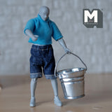 Dollhouse Supplies Miniature Large Size Metal Water Bucket with Handle - E072