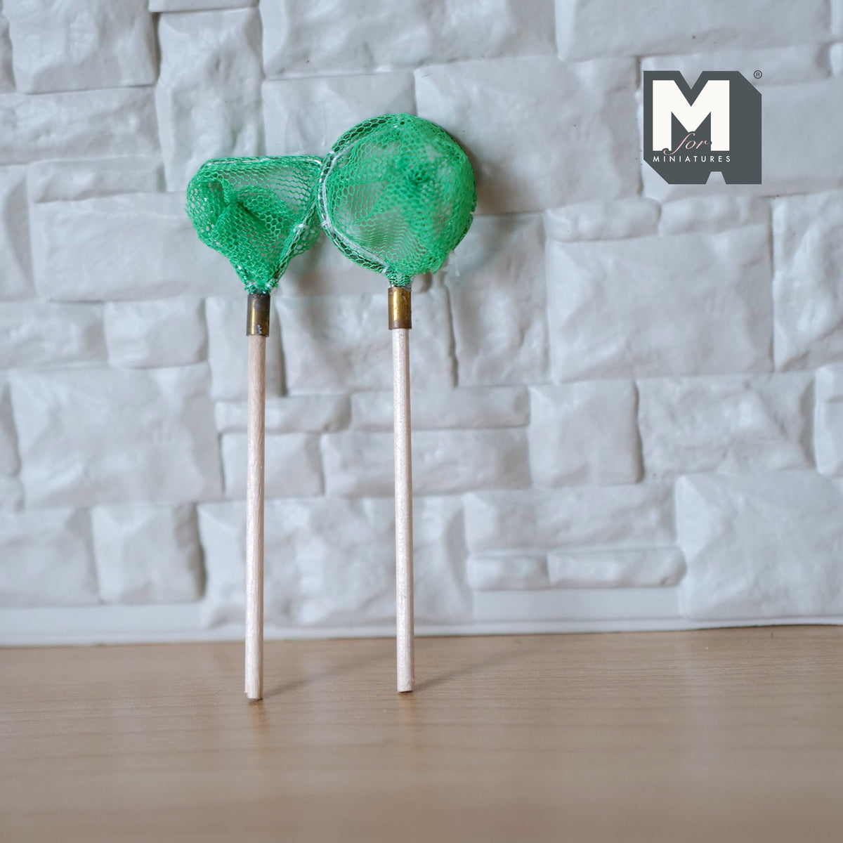Miniature Fishnet Set of 2 , 1:12 Scale Fishing Net Dollhouse Outdoor Sport Decoration (green) - E074