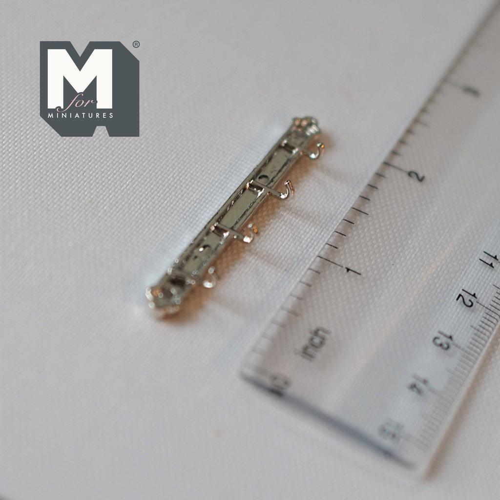 1:12 Scale Miniature Metal Key Rack, Entryway Hanger Rack, Wall Rack, Requires Mounting, 1-9/16 inch long, Dollhouse Craft Supply (silver)