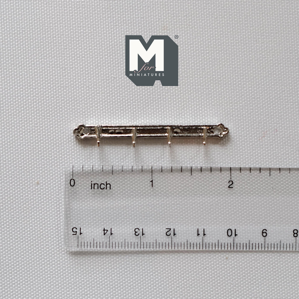 1:12 Scale Miniature Metal Key Rack, Entryway Hanger Rack, Wall Rack, Requires Mounting, 1-9/16 inch long, Dollhouse Craft Supply (silver)