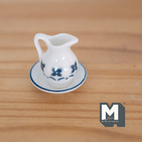 Miniature Ceramic Jug and Plate 1:12 Scale Dollhouse Kitchenware Decoration Set of 2 - A030