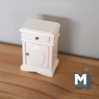 Dollhouse Nightstand 1:12 Scale Miniature White Nightstand with Swing Door and Drawer