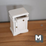 Dollhouse Nightstand 1:12 Scale Miniature White Nightstand with Swing Door and Drawer