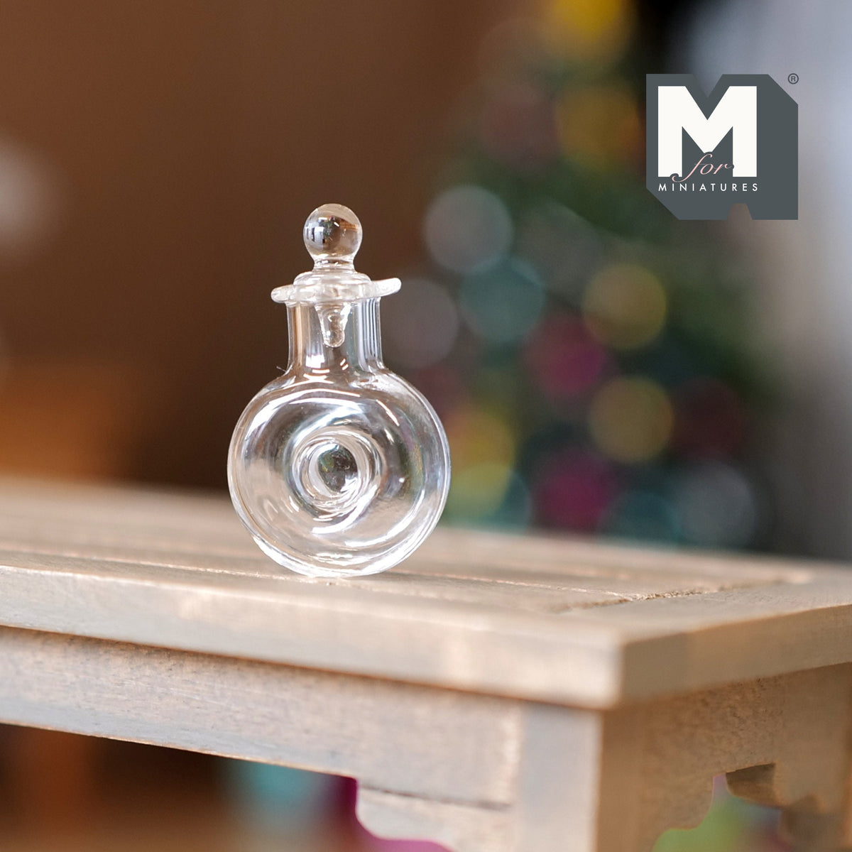 1:12 Scale Miniature Glass Wine Decanter with Ball Stopper, 1-3/8 inch tall, DIY Dollhouse Supply (clear) (A23)