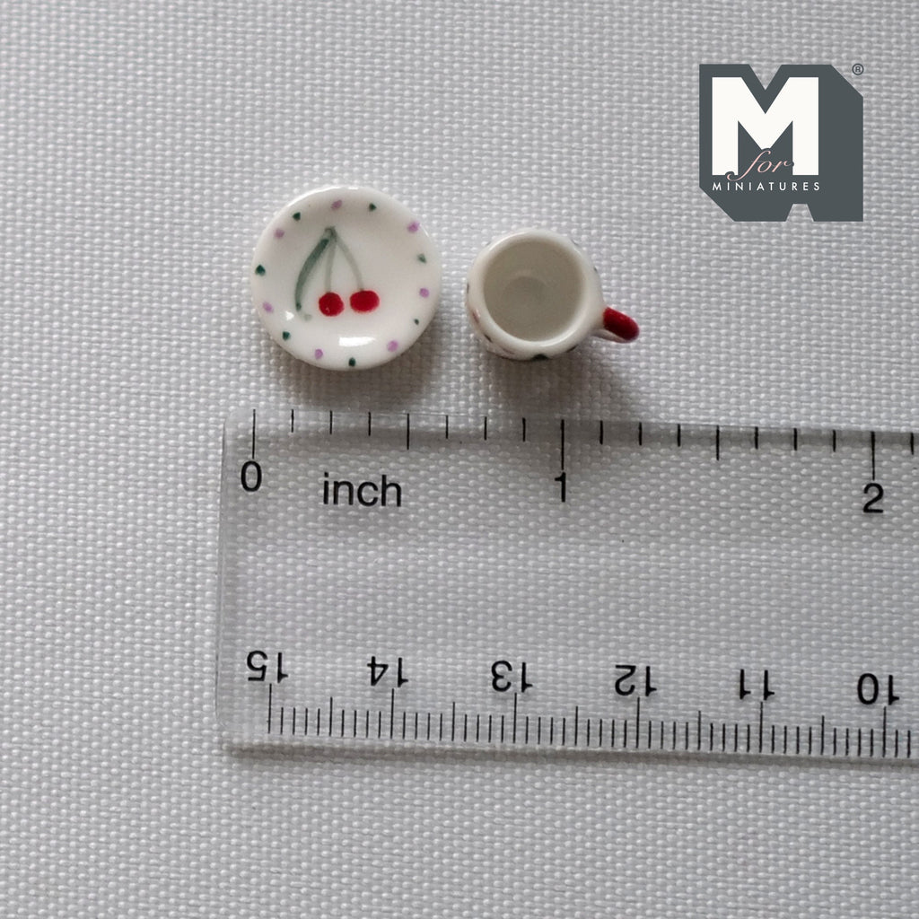 1:12 miniature ceramic coffee mug with handle tea cup 2 sets 4 pcs total - A076
