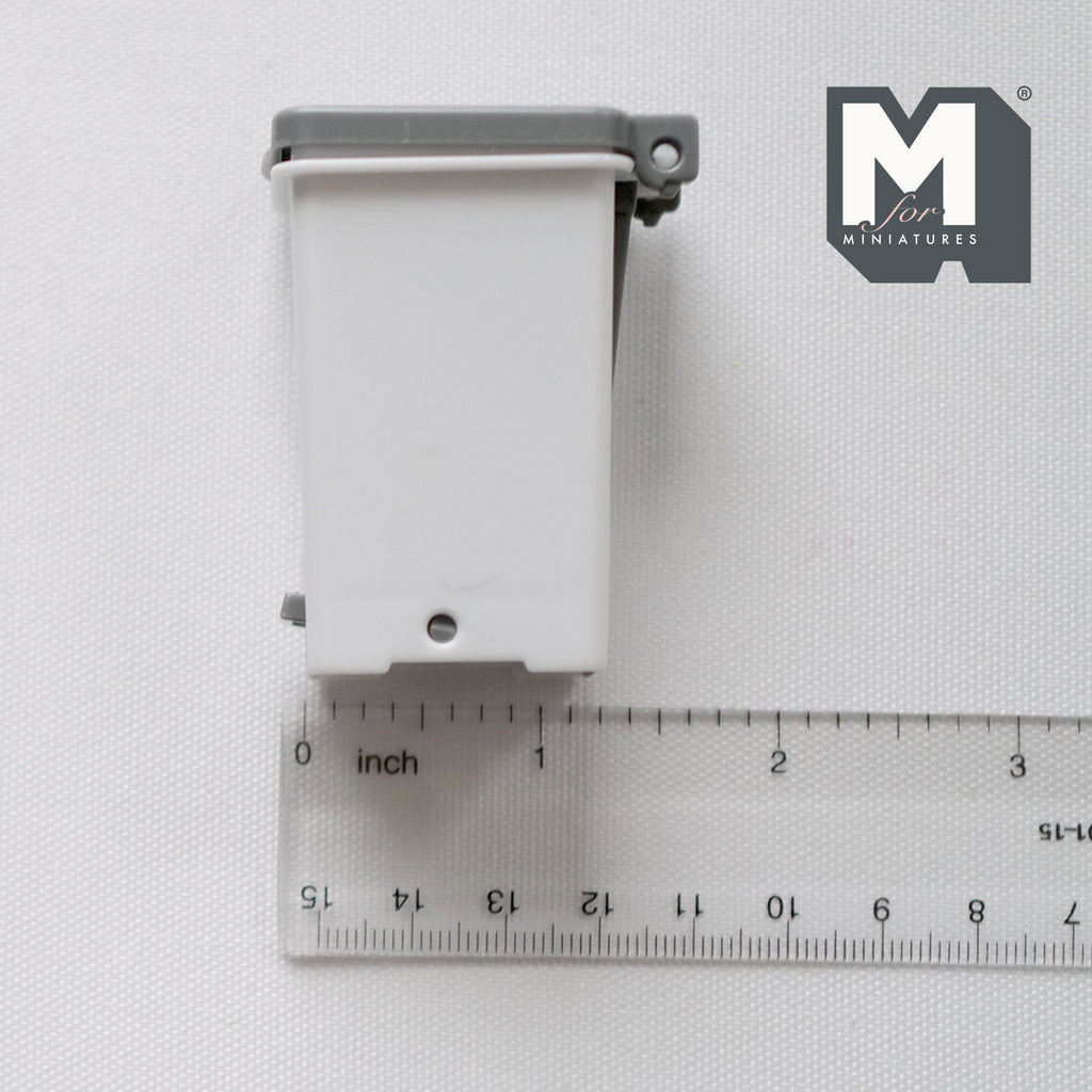 1:12 Scale Miniature Step On Trash Can with Foot Pedal, 2-1/4 inch tall, DIY Dollhouse Supply (grey)