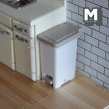 Miniature Step On Trash Can 1:12 Scale Dollhouse Supplies Foot Pedal Bin , Hands Free Waste Bin  (light grey) - G009