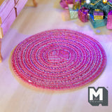 Dollhouse Supplies miniature living room round area rug carpet floor mat decoration 1 12 scale (Red) - D081