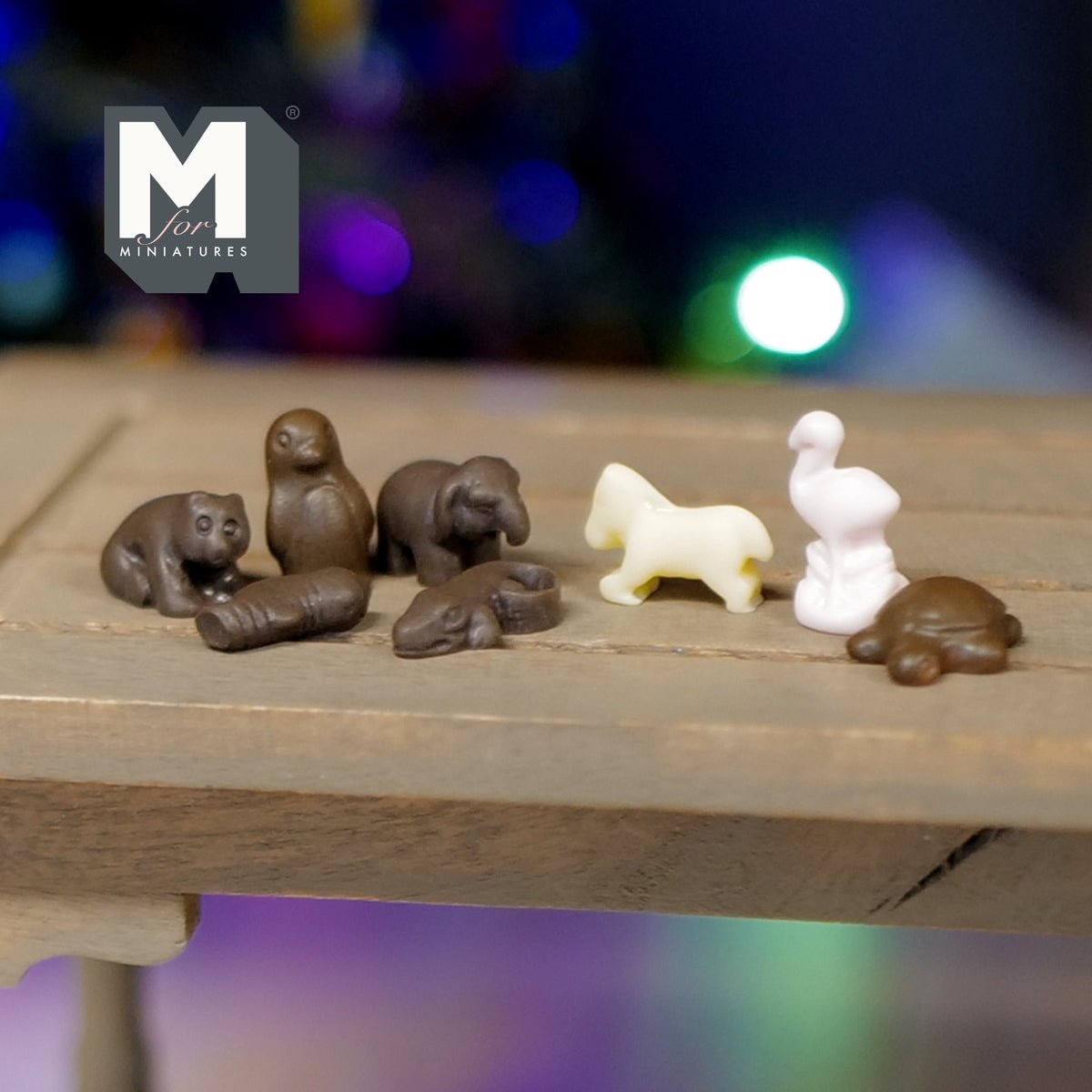1:12 Scale Miniature Animal Shaped Chocolates, Set of 8, 1/2 inch tall, DIY Dollhouse Supply