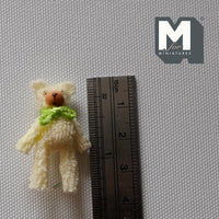 Miniature Plush Bear 1:12 Scale Dollhouse Mini Standing Bear with Ribbon (green) - F031