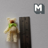 Miniature Plush Bear 1:12 Scale Dollhouse Mini Standing Bear with Ribbon (green) - F031