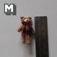 Miniature Plush Bear 1:12 Scale Dollhouse Mini Standing Bear with Ribbon (light brown) - F031