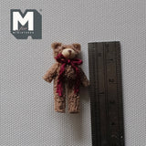 Miniature Plush Bear 1:12 Scale Dollhouse Mini Standing Bear with Ribbon (light brown) - F031