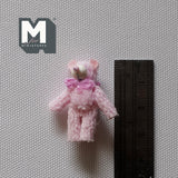 Miniature Plush Bear 1:12 Scale Dollhouse Mini Standing Bear with Ribbon (pink) - F031