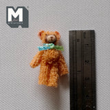 Miniature Plush Bear 1:12 Scale Dollhouse Supplies Mini Standing Bear with Ribbon (orange) - F031