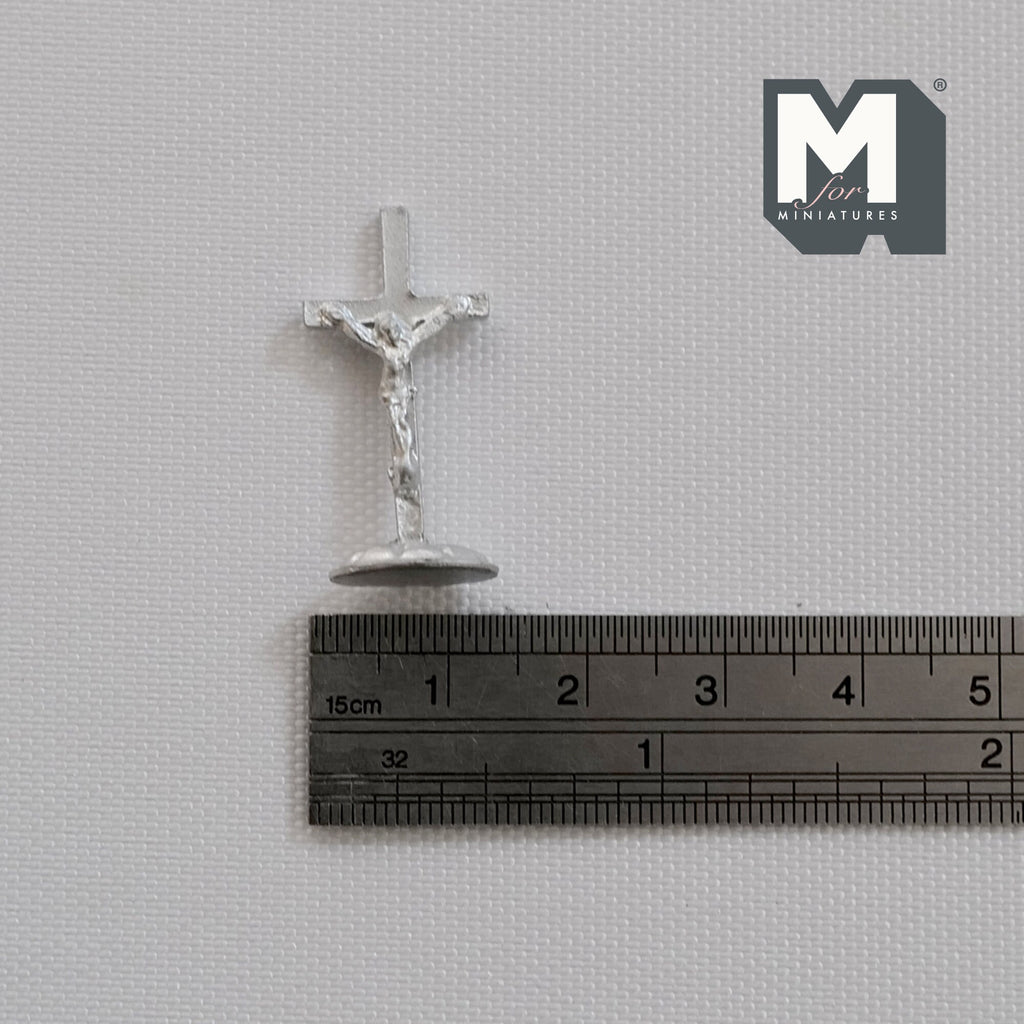 1:12 Scale Miniature Standing Crucifix, 1 inch tall, DIY Dollhouse Supply (silver)