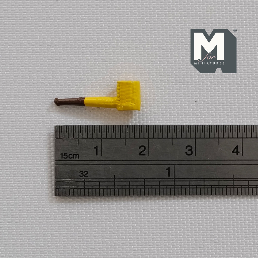 1:12 Scale Miniature Corn Cob Pipe, 3/4 inch long, DIY Dollhouse Supply (metal)