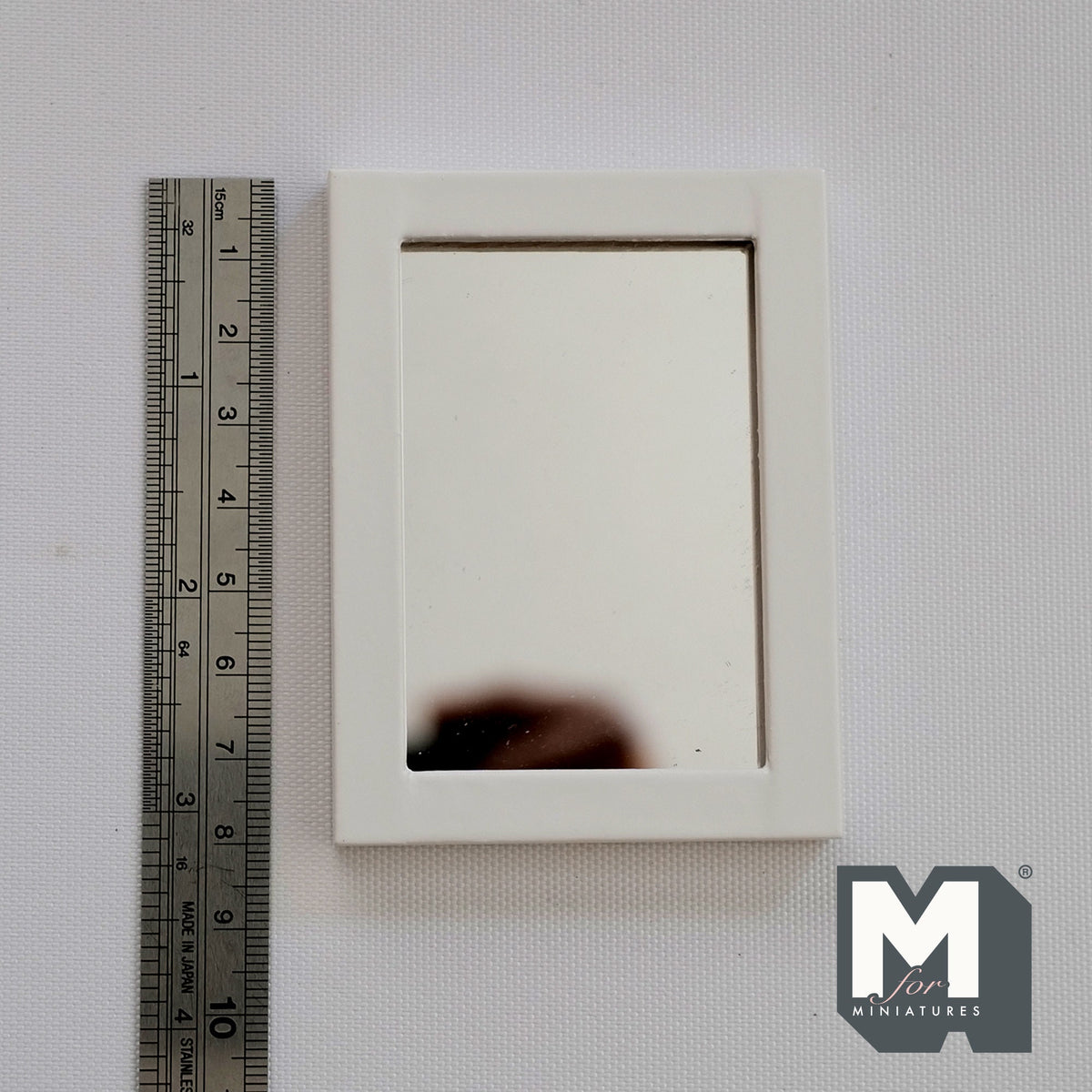1:12 Scale Miniature Rectangular Wall Mirror, 3-1/8 inch tall, DIY Dollhouse Supply (white)