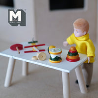 Dollhouse Miniature Wooden Toy Set , Miniature Plane , Drum , Cone , Ring Stacking Set of 6 - G046