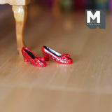 Dollhouse Miniature Posh Red Shoes with Bow 1:12 Scale Red Shoes - G075