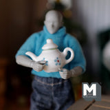 Dollhouse Supplies Miniature Ceramic Tea Pot with Lid , 1:10 Scale Dollhouse Supplies Decoration - E098