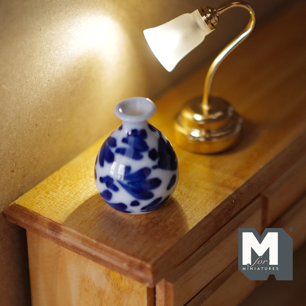 Dollhouse Supplies Miniature Ceramic Vase 1:12 Scale Garden Accessories Flower Planter Pot (blue) - B088